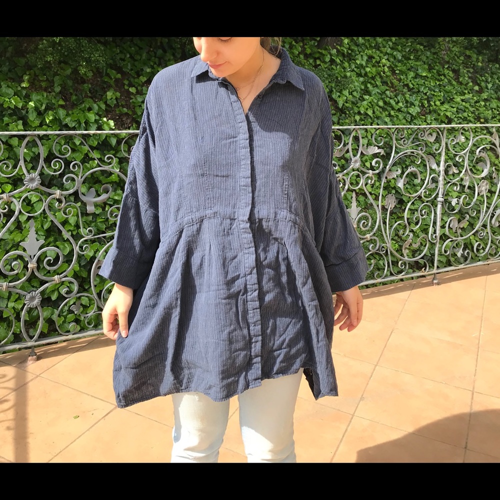 Blue button-down plaid sweater